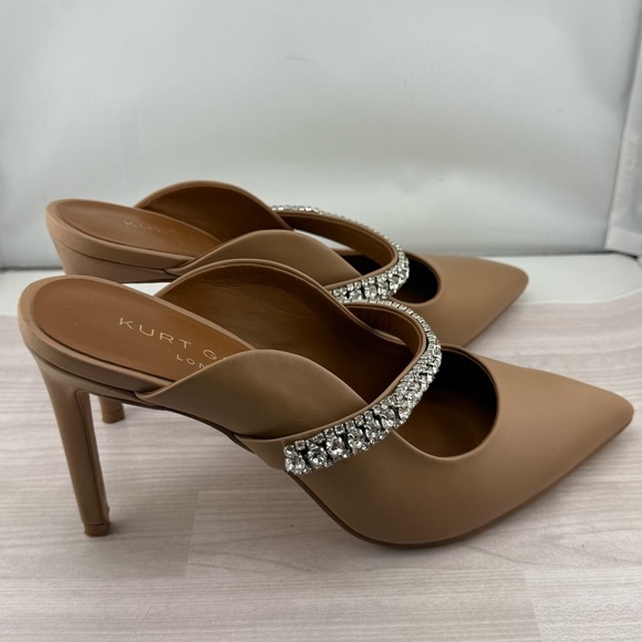 Kurt Geiger Tan and Silver Heels with Sparkling Detail - Picture 1 of 6